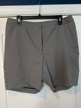 Chico's Black and White Gingham Flat Front Shorts